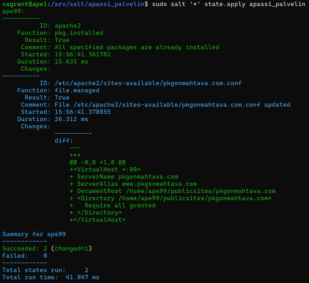 Vastaus moduulin ajamisesta