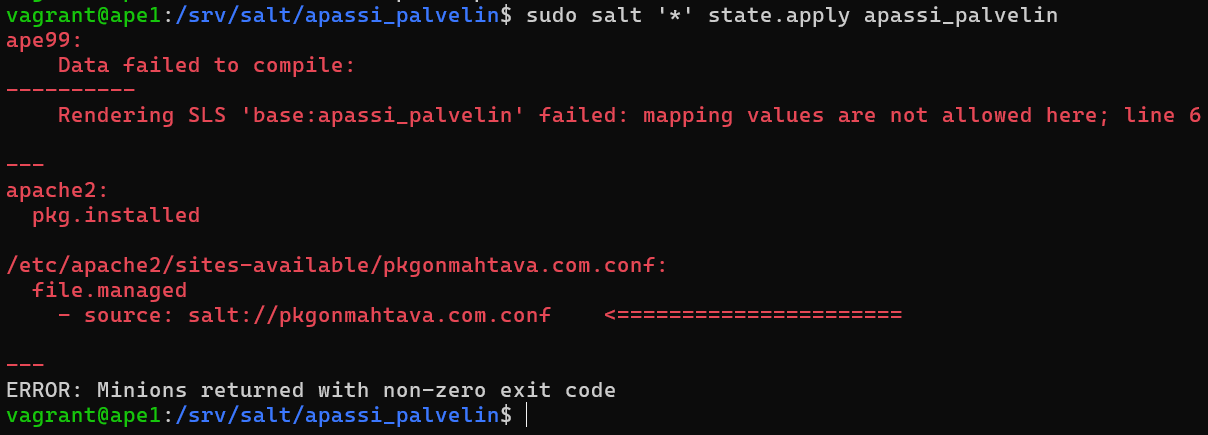 Virheilmoitus moduulin ajamisesta