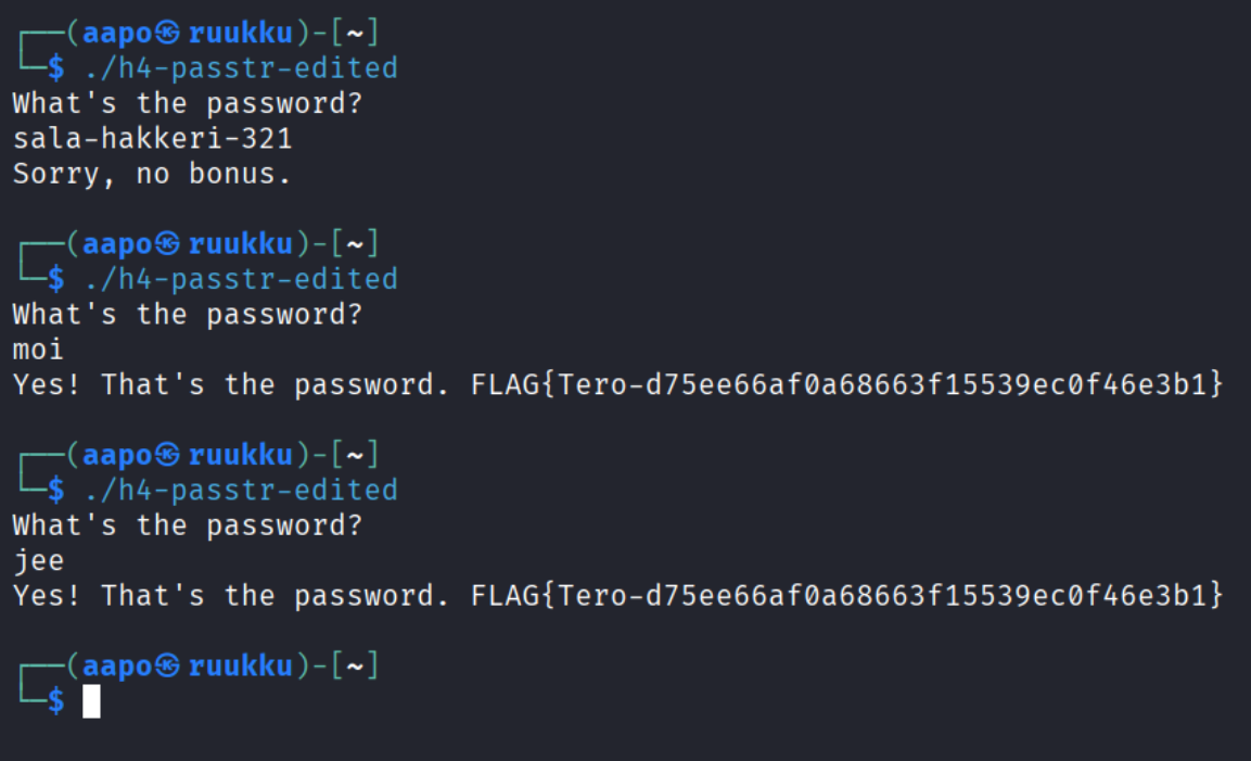 Ohjelman ajaminen muutettuna
