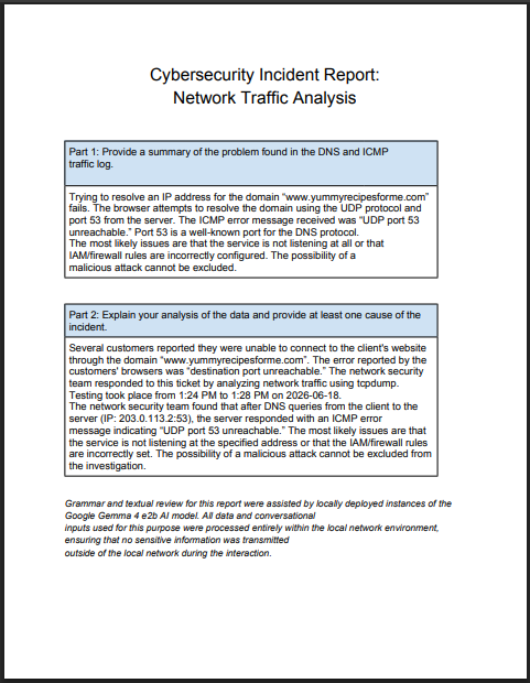 Cybersecurity incident report network