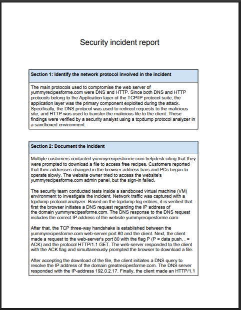 Security incident report one