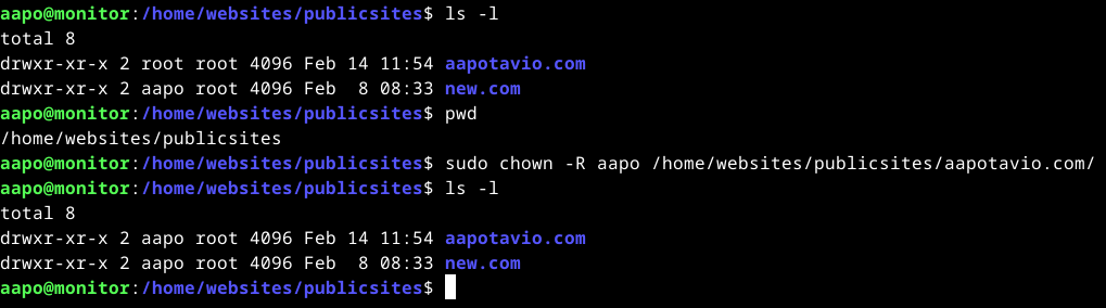 Omistajuuden muuttaminen hakemistoon