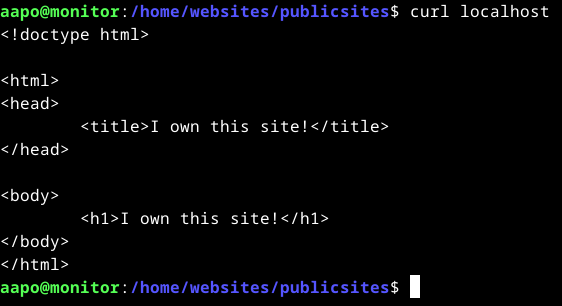 Localhost curl toimii